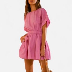 Free People Full-Time Fun Mini Dress in Pink (Small)